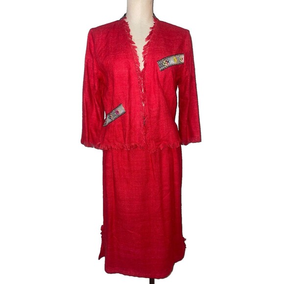 Brooks Denver Colorado Vintage Women's Linen Silk Skirt Suit size - Main Image